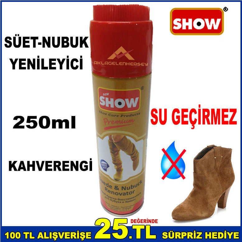 KAHVERENGİ SÜYET BOYASI SU GEÇİRMEZ 250ml SÜET,NUBUK AYAKKABI-ÇANTA-MONT BOYASI KAHVE BOYA -2