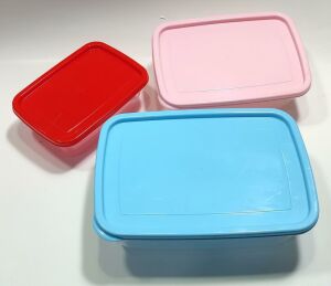 3lü Set Renkli Vakum Kapak Kırılmaz Saklama Kapları 1.25L-760ml-430ml Difriz ve Mikrodalgaya Uyumlu