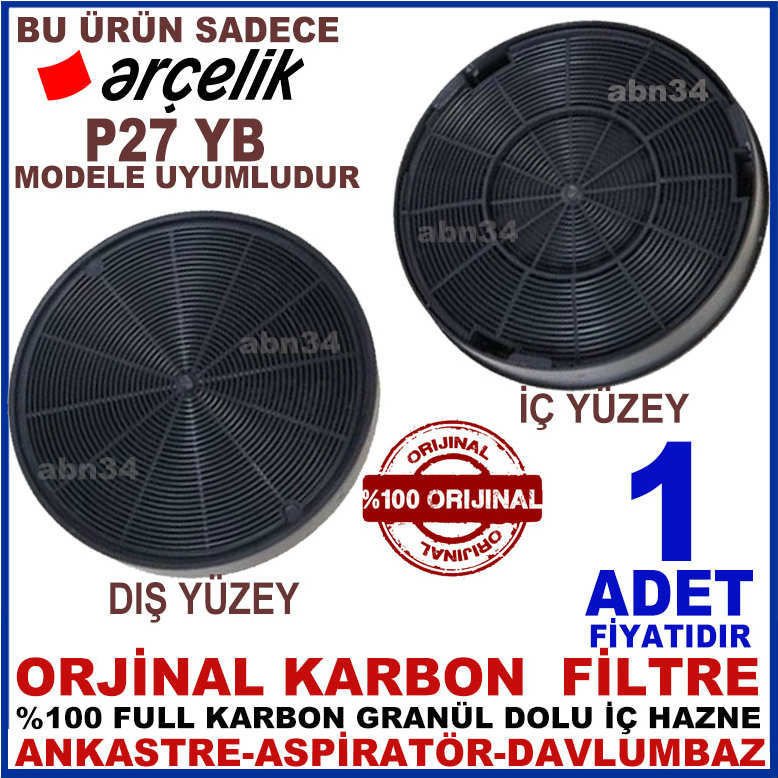 ARÇELİK ANKASTRE DAVLUMBAZ FİLTRESİ ARÇELİK P27 YB MODEL DAVLUMBAZ İÇİN GRANÜL KARBONLU FİLTRE