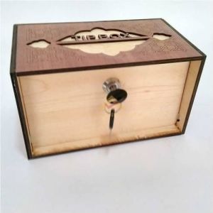 Büyük Boy Bahşiş Kutusu Ahşap İşlemeli Tip Box Anahtarlı,Kilitli