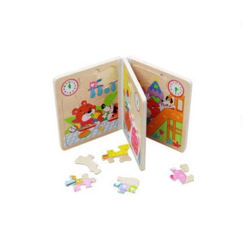 ER108 Kitap Puzzle 6 Sayfalı Eğitici Ve Sağlıklı Ahşap Oyuncak 