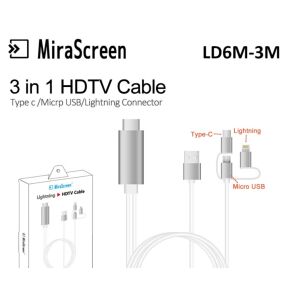 Mira Screen 3 in 1 HDMİ TYPE C-İPHONE-MİCRO USB SES VE GÖRÜNTÜ