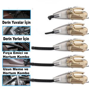 Mini Taşınabilir Elektrikli Araç Süpürgesi 12V Islak Kuru Çift Kullanımlı Manuel Vakumlu Süpürge