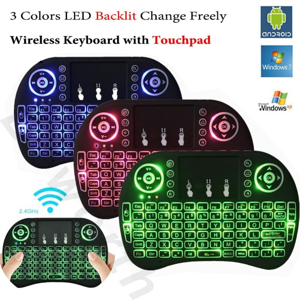 Işıklı Kablosuz Mini Klavye SmartTV Televizyon PS3 Dokunmatik