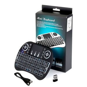 Işıklı Kablosuz Mini Klavye SmartTV Televizyon PS3 Dokunmatik