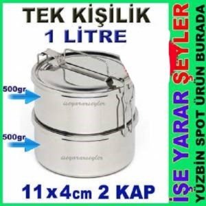 1 KİŞİLİK 2 KAPLI PASLANMAZ ÇELİK SEFER TASI