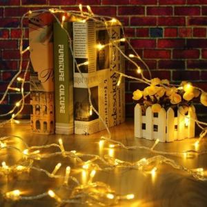 10 m. 100 Ledli Disca led Şeffaf Kablolu Gün Işığı Sarı Renk Pilli Peri Led Işık 10 metre