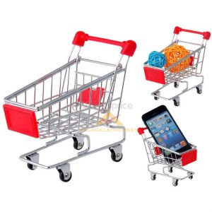 MİNİ GERÇEKÇİ ALIŞVERİŞ MARKET ARABASI ŞEKLİNDE DEKORATİF KALEMLİK