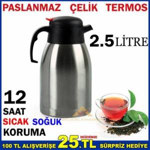 Büyük Boy 2.5 Litre Sürahi Tipi Çelik Termos