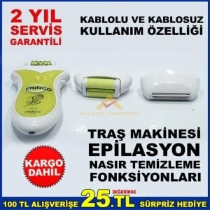 KABLOLU VE KABLOSUZ KULLANIMLI 3 FONKSİYONLU EPİLASYON ALETİ