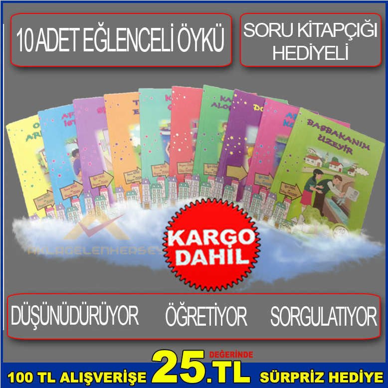 ÖYKÜ SELİ DÜŞÜNDÜRÜCÜ,EĞLENDİRİCİ,ÖĞRETİCİ SORU KİTAPÇIĞI HEDİYELİ 10 ADET ÖYKÜ KİTABI