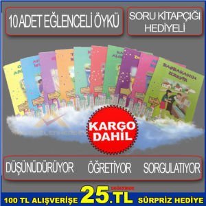 ÖYKÜ SELİ DÜŞÜNDÜRÜCÜ,EĞLENDİRİCİ,ÖĞRETİCİ SORU KİTAPÇIĞI HEDİYELİ 10 ADET ÖYKÜ KİTABI