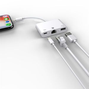 İphone Lightning 3in1 Ethernet RJ45 ve USB Kamera Adaptörü