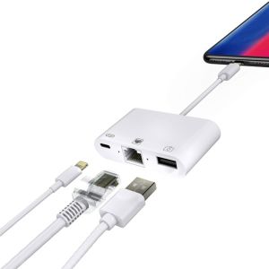 İphone Lightning 3in1 Ethernet RJ45 ve USB Kamera Adaptörü