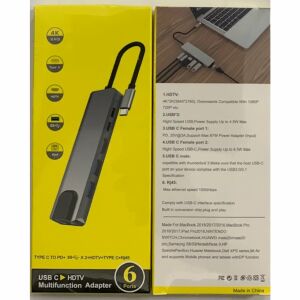 6 in1 4K Type C USB 3.0 Hub HDMI Mac Book uyumlu RJ45