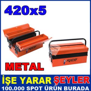 RİCO 420x5 METAL TAKIM ÇANTASI TAM PROFESYONEL ÇELİK KASALI 42cm 5 GÖZLÜ ALET EDEVAT TAKIM ÇANTASI