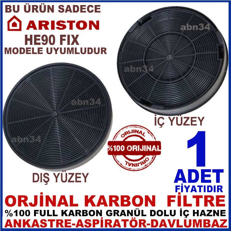 ARİSTON ANKASTRE DAVLUMBAZ FİLTRESİ ARİSTON HE90 FIX MODEL DAVLUMBAZ İÇİN GRANÜL KARBONLU FİLTRE