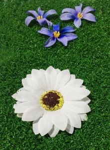 12x12 cm Boyutunda 4 Adet Çicekli Yapay Çim Maket Çim Tabakası Dekoratif Çeşitli Çicekli Çim