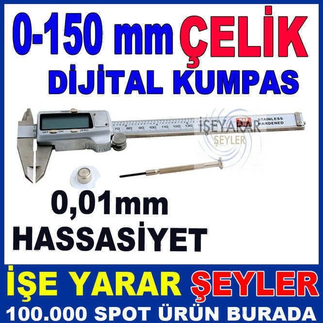 Yüksek Hassasiyetli Dijital Kumpas 0-150 MM PROFESYONEL ÇELİK DİJİTAL KUMPAS Otomatik Pil Tasarruflu