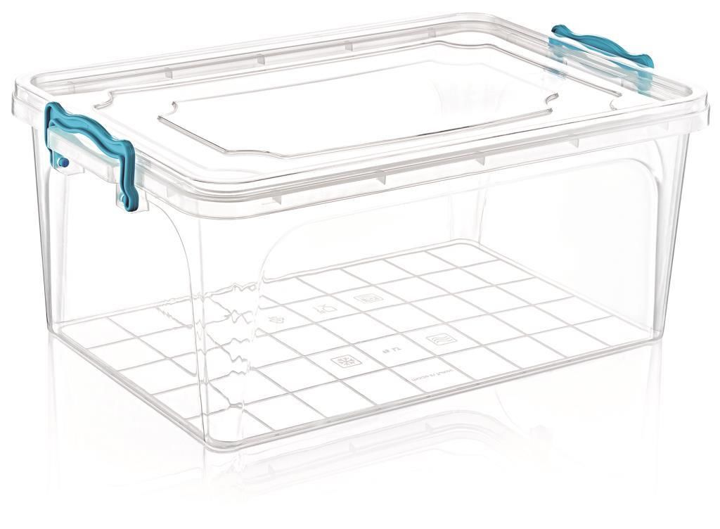 15 Litre Kilitli Kapaklı Dikdörtgen Kiler Saklama Kabı Sağlıklı Plastik 40x27 h:18 cm