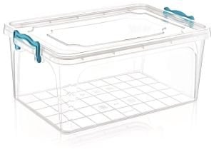 15 Litre Kilitli Kapaklı Dikdörtgen Kiler Saklama Kabı Sağlıklı Plastik 40x27 h:18 cm