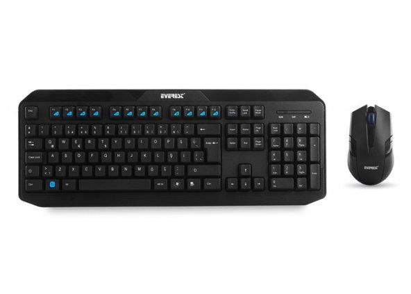 Everest KM-8000 Kablosuz Q Klavye ile Mouse Seti Siyah Renk