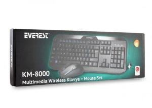 Everest KM-8000 Kablosuz Q Klavye ile Mouse Seti Siyah Renk