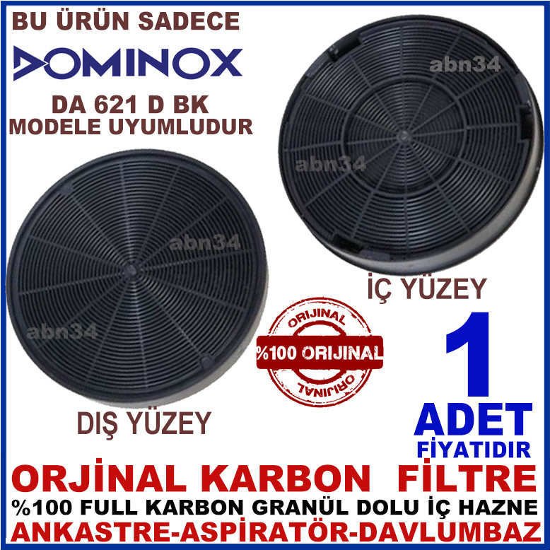 DOMINOX ANKASTRE DAVLUMBAZ FİLTRESİ DA 621 D BK MODEL DAVLUMBAZ İÇİN GRANÜL KARBONLU FİLTRE
