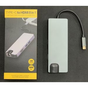 Type-C Usb 3.1 8in1 4K Hdmi Vga Micro SD Rj-45 2 Usb Şarj Girişli