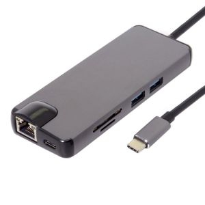 Type-C Usb 3.1 8in1 4K Hdmi Vga Micro SD Rj-45 2 Usb Şarj Girişli