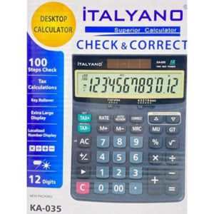 İtalyano 12 Rakamlı Geriye Dönük 100 İşlemi Kontrol Digital Masaüstü Hesap Makinesi KA-035