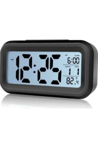 Akıllı Dijital Saat Lcd Işıklı Sensörlü Termometreli Alarmlı Dijital Masa Saati+Pil Hediyeli