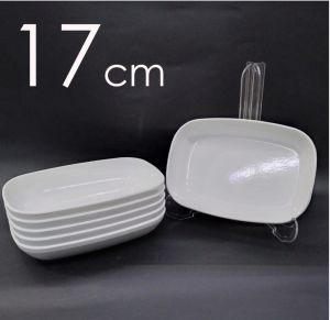 12 Adet Beyaz Melamin Kayık Tabak 17x12cm OrtaBoy Salata Tabağı Günübirlik Hesaplı Oval Kare Servis