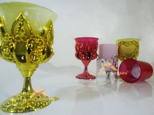 KUPA GÖRÜNÜMLÜ RENKLİ CAMLI TEA LİGHT MUMLUK