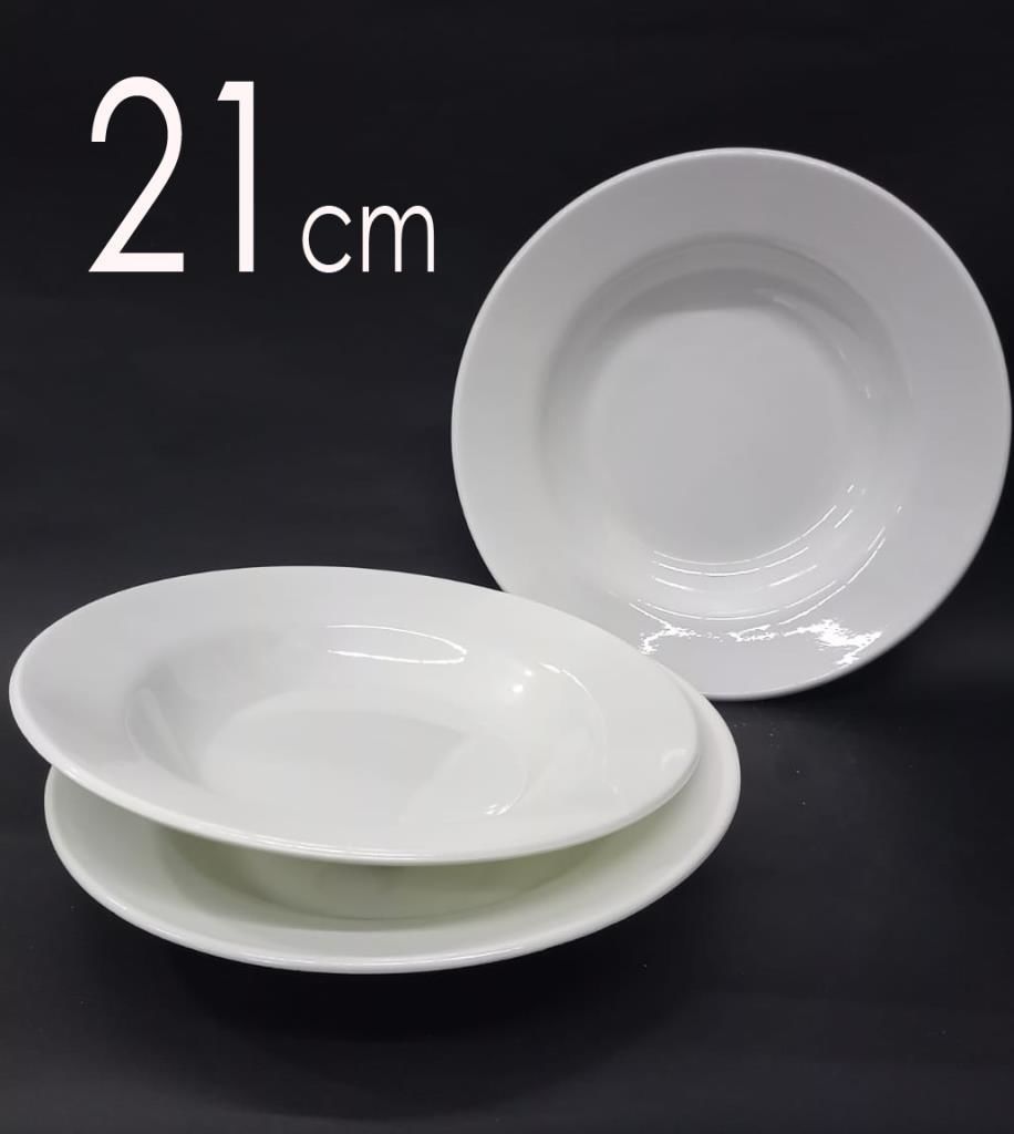 6 Adet Sağlam Beyaz Melamin Çukur Yemek Tabağı 21cm Ev Lokanta Tipi Tabak Porsiyon SuluYemek Servisi