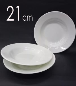 6 Adet Sağlam Beyaz Melamin Çukur Yemek Tabağı 21cm Ev Lokanta Tipi Tabak Porsiyon SuluYemek Servisi