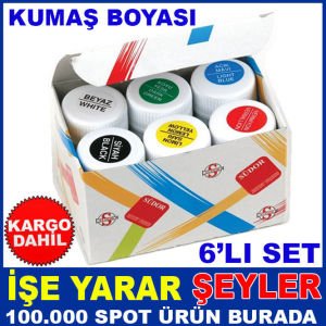 SÜDOR 25ml 1 KUTUDA 6 FRKLI RENK KUMAŞ BOYASI KD