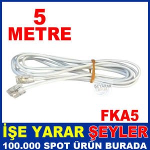 5 METRE TELEFON KABLOSU TEK HAT 2 UCU JACKLI