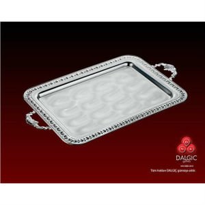 41x21cm ORTA BOY KARE MODEL GÜMÜŞ NİŞAN TEPSİSİ