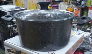 22cm Döküm Alüminyum Granit Tencere Full Granit Kaplama Cam Kapakli Ezme Alüminyum Derin Tencere abn