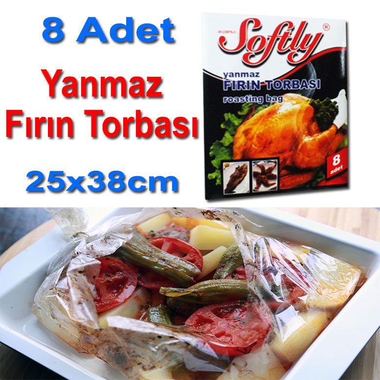 8 Adet Yanmaz Fırın Pişirme Torbası 25x38cm Doğal Tatlar ve Kokular İçin Pişirme Torbası