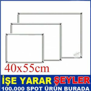 Özel Kalem Hediyeli METAL ÇERÇEVELİ YAZI TAHTASI 40x55cm DUVARA MONTE BEYAZ LAMİNANT YAZI TAHTASI