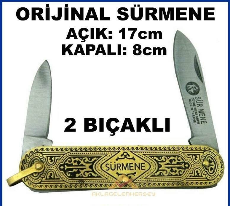 %100 Orijinal Sürmene Klasik Nostaljik İşlemeli 2 Bıçaklı Çakı Sürmene Çakısı