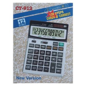 120 Adımlı Kontrol Elektronik CT-912 Hesap Makinesi Ofis Masaüstü 12 Haneli Digital