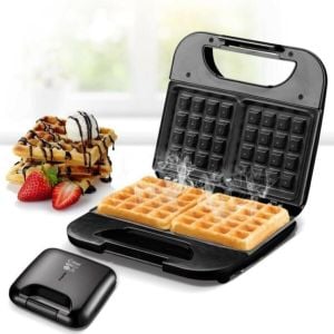 Kiwi 2405W Elektrikli Waffle Makinası Termostat Kontrollü Gösterge Işıkları Kaymayan Lastik Ayaklar 750W