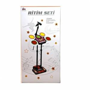 Mikrofonlu Oyuncak Orkestra Seti  Pilli Işıklı Batery  Ritim Seti