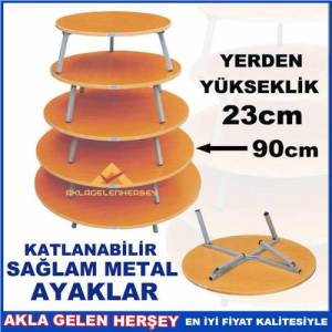 KATLANABİLİR METAL AYAKLI AHŞAP YER SOFRASI 90cm