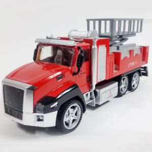 DieCast Metal Kasa Hareketli Yükselen Platform Asansörlü Çek Bırak Oyuncak İtfaiye Kamyonu