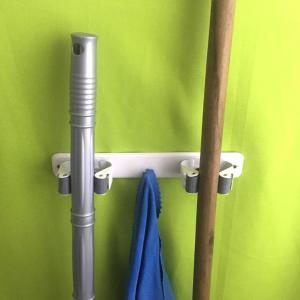 Duvara Monte 2'li Metal Organizer Paspas Mop Fırça Süpürge Tutucu Sihirli Mop Sopası Kıskacı Askısı