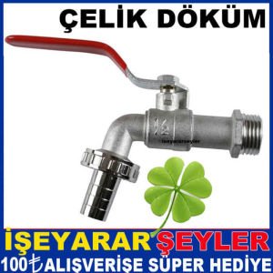 KOLLU BAHÇE SULAMA MUSLUĞU ÇELİK KELEBEK MUSLUK
